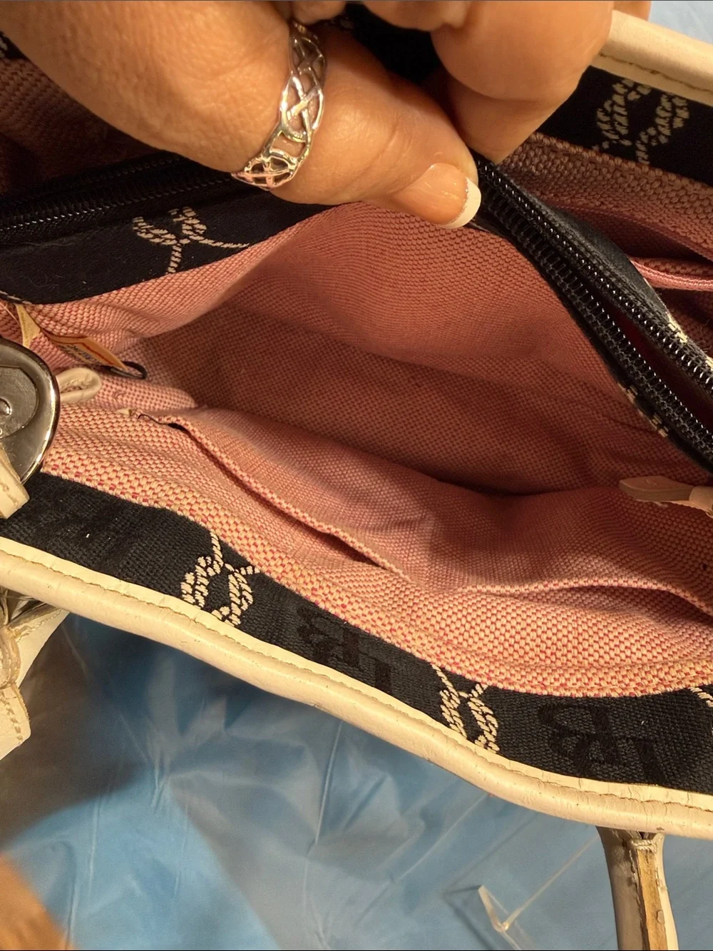 Dooney & Bourke Black with Cream Trim Satchel